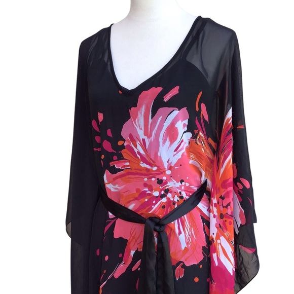 Bisou Bisou Floral Kimono Tank Dress Size Small - Picture 7 of 10
